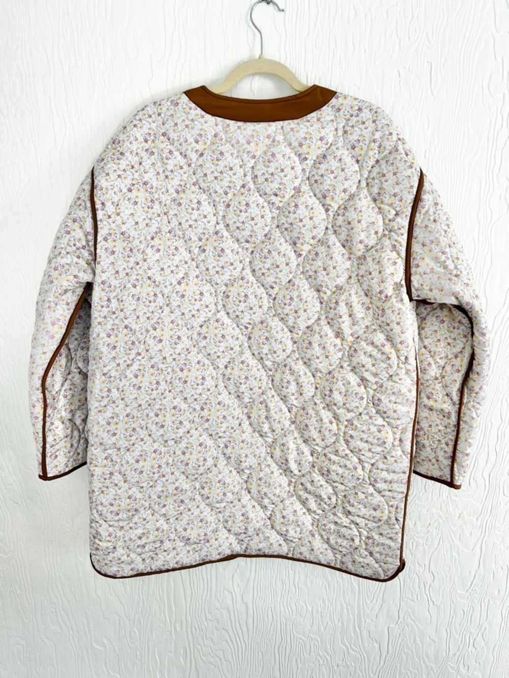 LUCKY BRAND NWOT Quilted Reversible Floral Jacket Large Brown White Cottagecore - Picture 6 of 8
